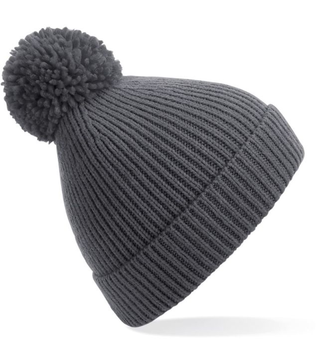 Strickmütze mit Pompon, graphite grey