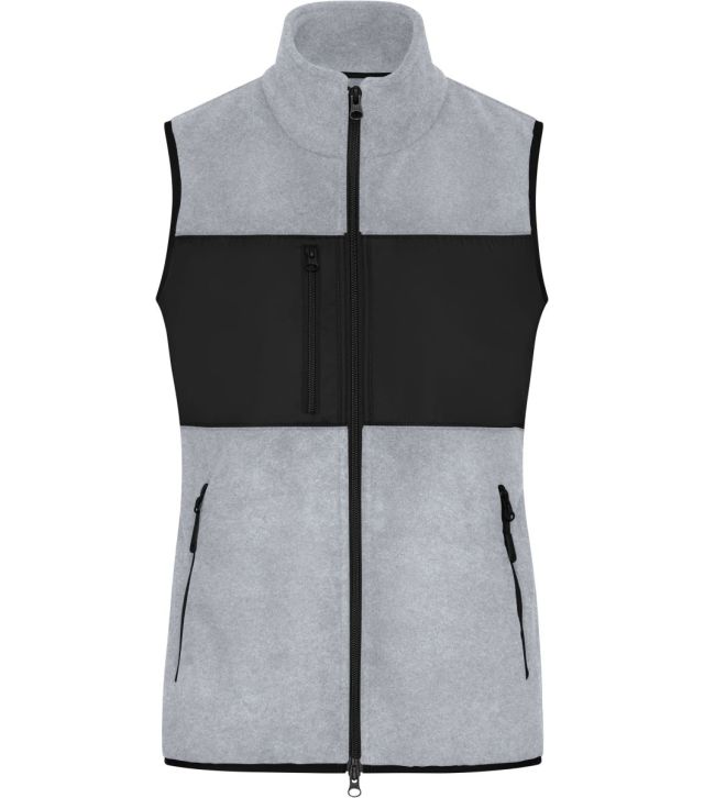 Damen Fleece Gilet, light melange/black