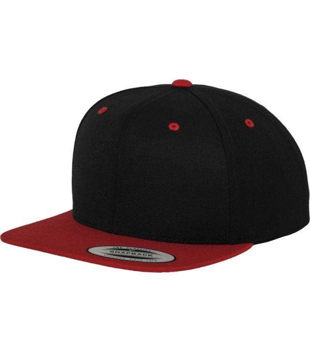 6 Panel Snapback Kappe, black/red
