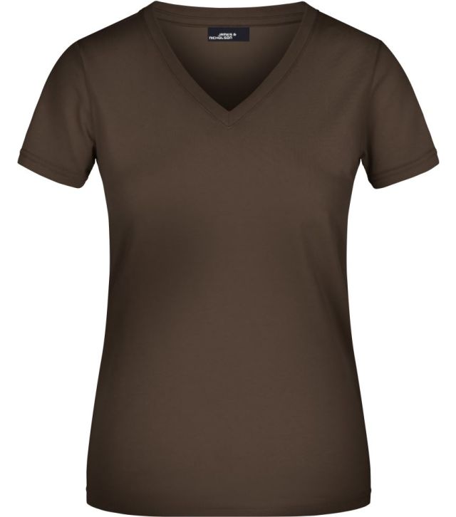 Damen V-Ausschnitt T-Shirt, brown