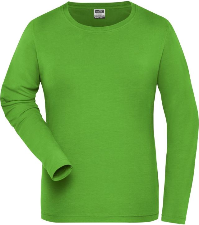 Damen Bio Workwear Stretch T-Shirt langarm - Solid, lime green