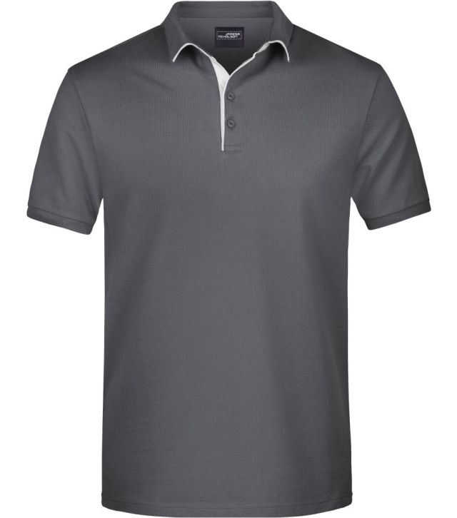 Herren Piqué Polo Single Stripe, graphite/white