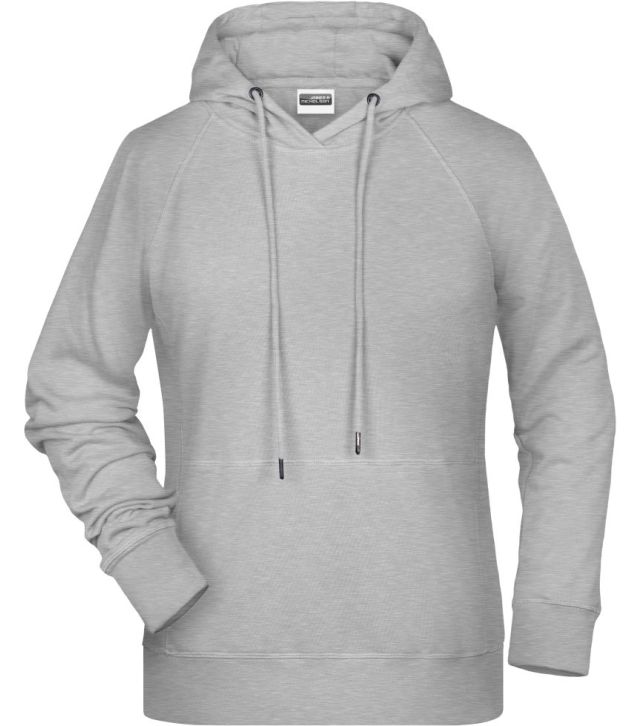 Damen Raglan Kapuzen Sweater, grey heather