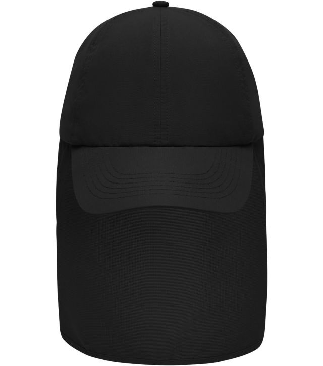 6 Panel Kappe mit Nackenschutz, black