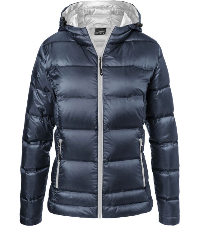 Damen Kapuzen Daunenjacke, navy/silver