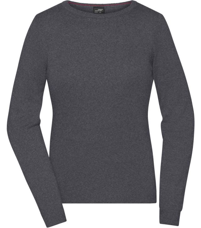 Damen Rundhals Pullover, anthracite melange