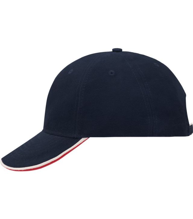 6 Panel Kappe mit doppeltem Sandwich, navy/white/red