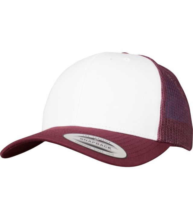 6 Panel Trucker Kappe, maroon/white/maroon