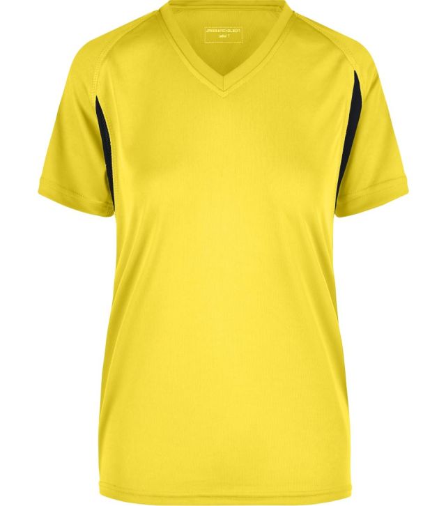 Damen Lauf Shirt, yellow/black