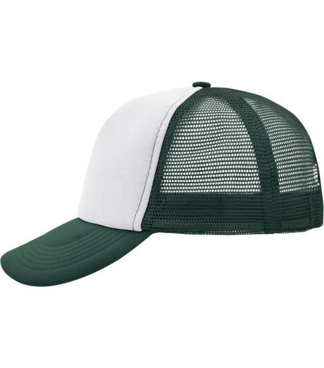 5 Panel Polyester Mesh Kappe, white/dark green