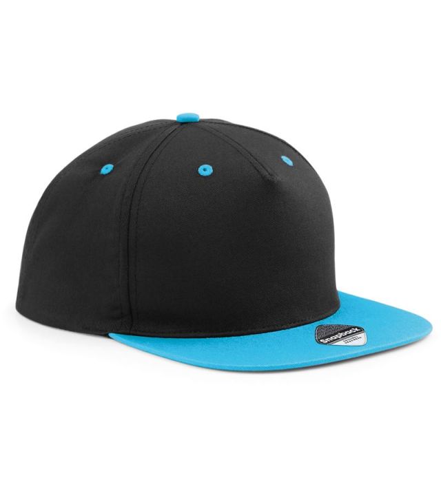 5 Panel Snapback Contrast Kappe, black/surf blue