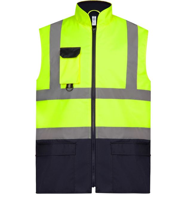Hi-Vis Wattierter Bodywarmer, hi vis yellow/navy
