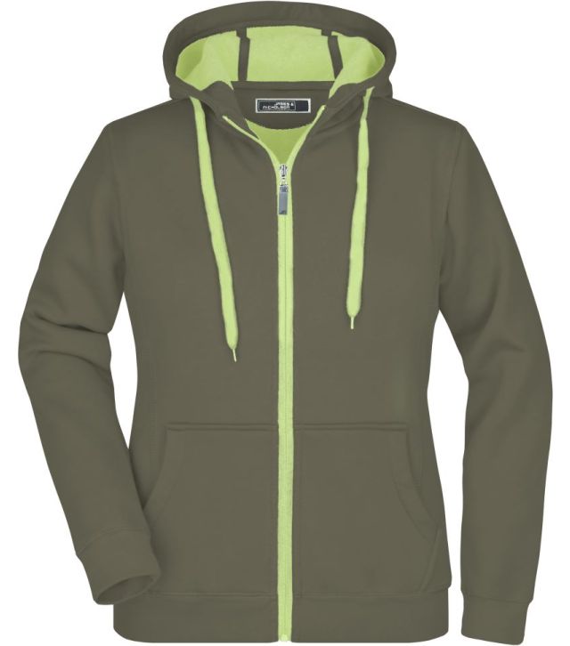 Damen Doubleface Jacke, olive/lime green