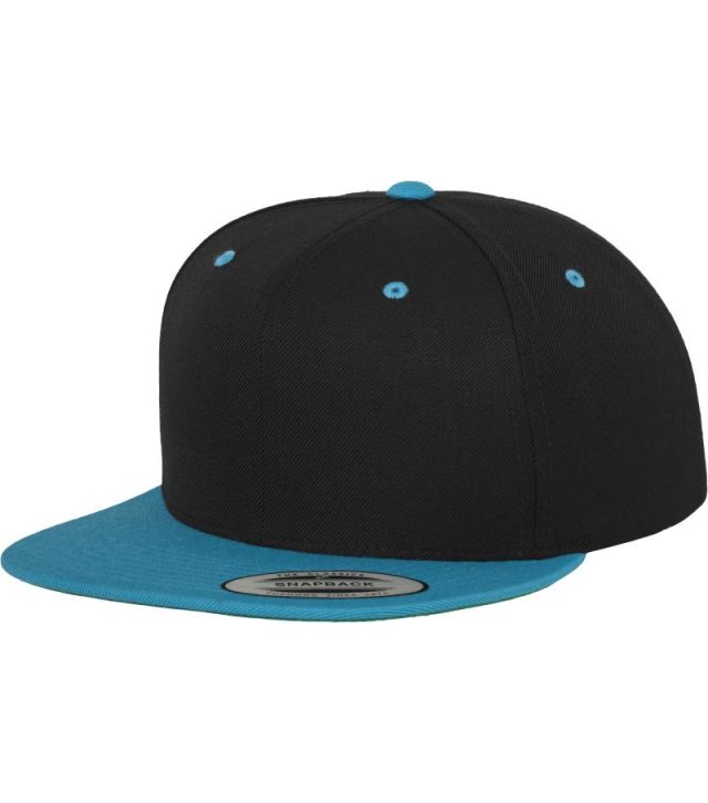 6 Panel Snapback Kappe, black/teal