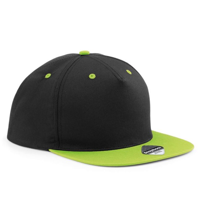 5 Panel Snapback Contrast Kappe, black/lime green
