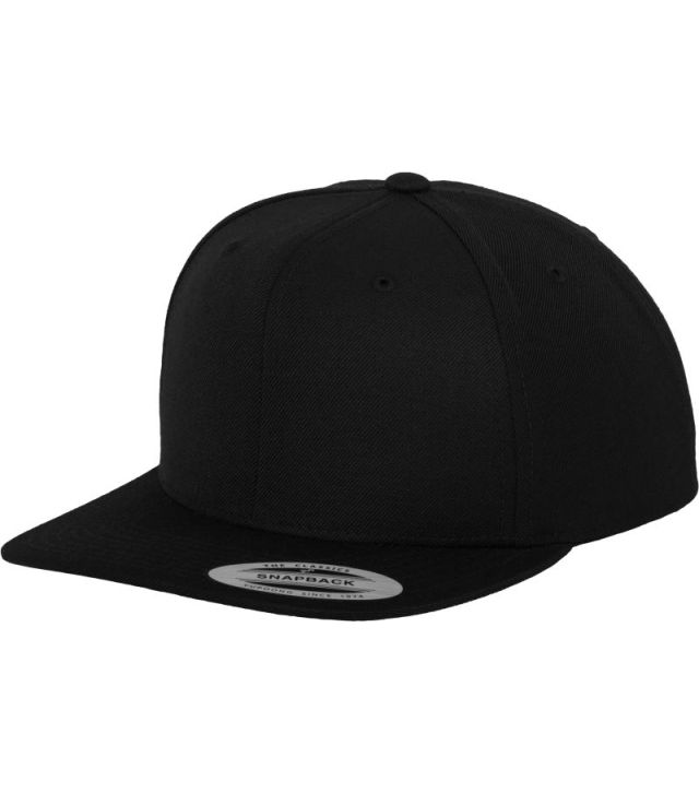 6 Panel Snapback Kappe, black