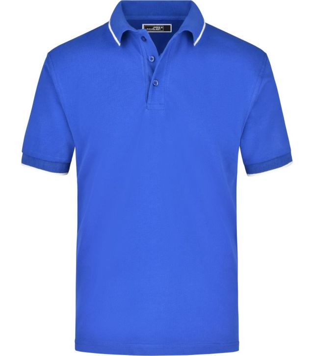 Piqué Polo Tipping, royal/white